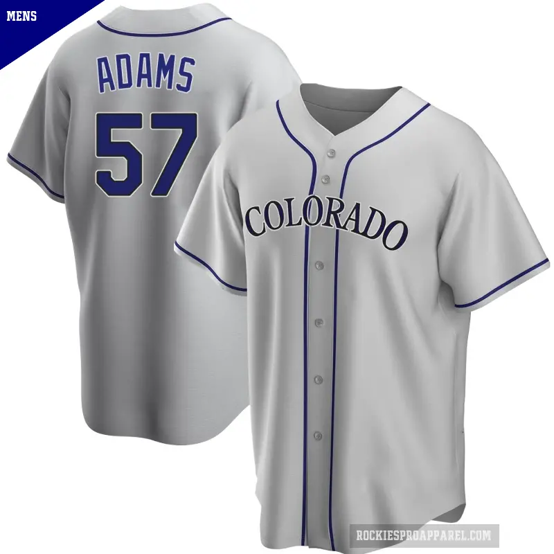 Men's No.57 Blake Adams Colorado Rockies Gray Replica Road Jersey