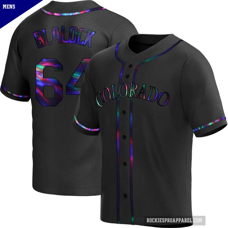Men's No.64 Bradley Blalock Colorado Rockies Black Replica Holographic Alternate Jersey