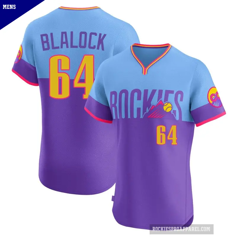 Men's No.64 Bradley Blalock Colorado Rockies Purple/Light Elite Blue 2025 City Connect Jersey