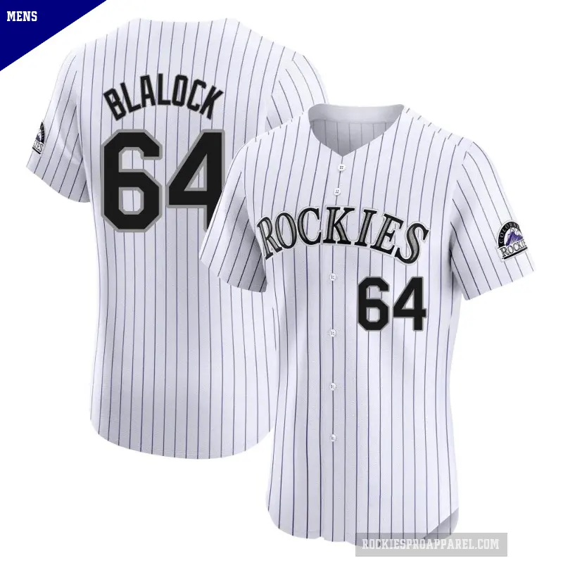 Men's No.64 Bradley Blalock Colorado Rockies White Elite Home Jersey