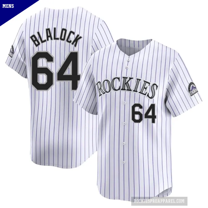 Men's No.64 Bradley Blalock Colorado Rockies White Limited Home Jersey