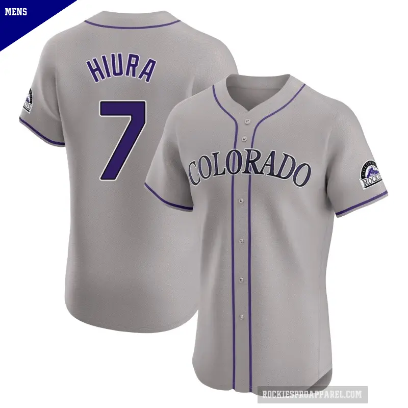 Men's No.7 Keston Hiura Colorado Rockies Gray Elite Road Jersey