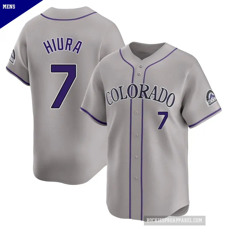 Men's No.7 Keston Hiura Colorado Rockies Gray Limited Road Jersey