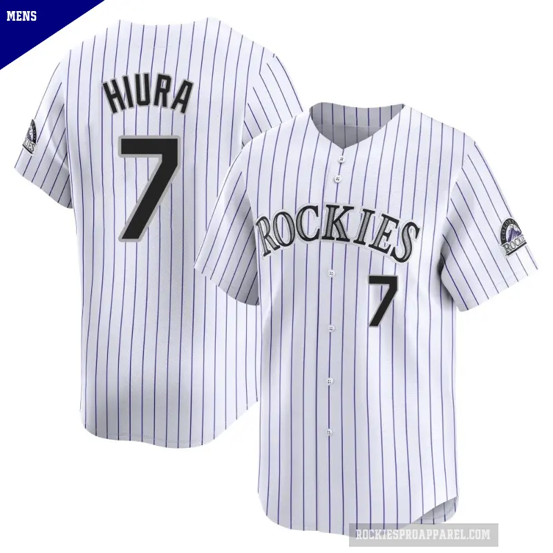 Men's No.7 Keston Hiura Colorado Rockies White Limited Home Jersey