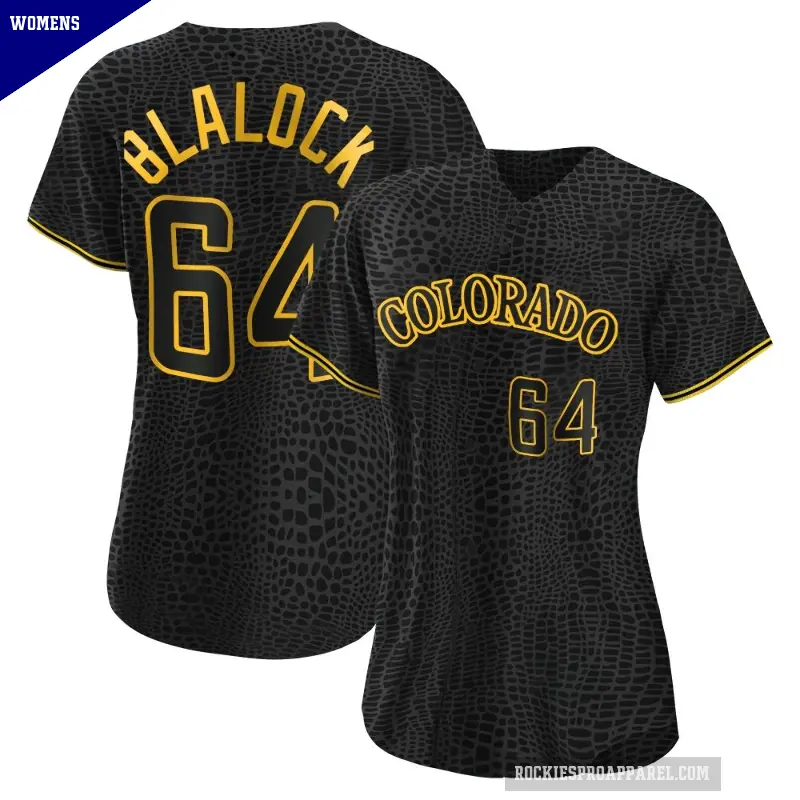 Women's No.64 Bradley Blalock Colorado Rockies Black Authentic Snake Skin City Jersey