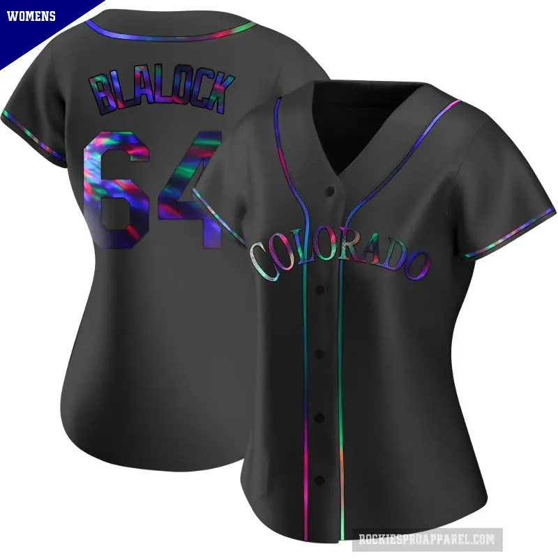 Women's No.64 Bradley Blalock Colorado Rockies Black Replica Holographic Alternate Jersey