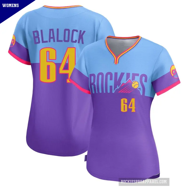 Women's No.64 Bradley Blalock Colorado Rockies Purple/Light Limited Blue 2025 City Connect Jersey