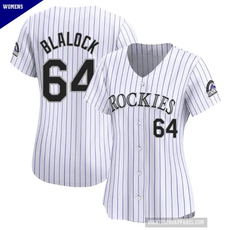 Women's No.64 Bradley Blalock Colorado Rockies White Limited Home Jersey
