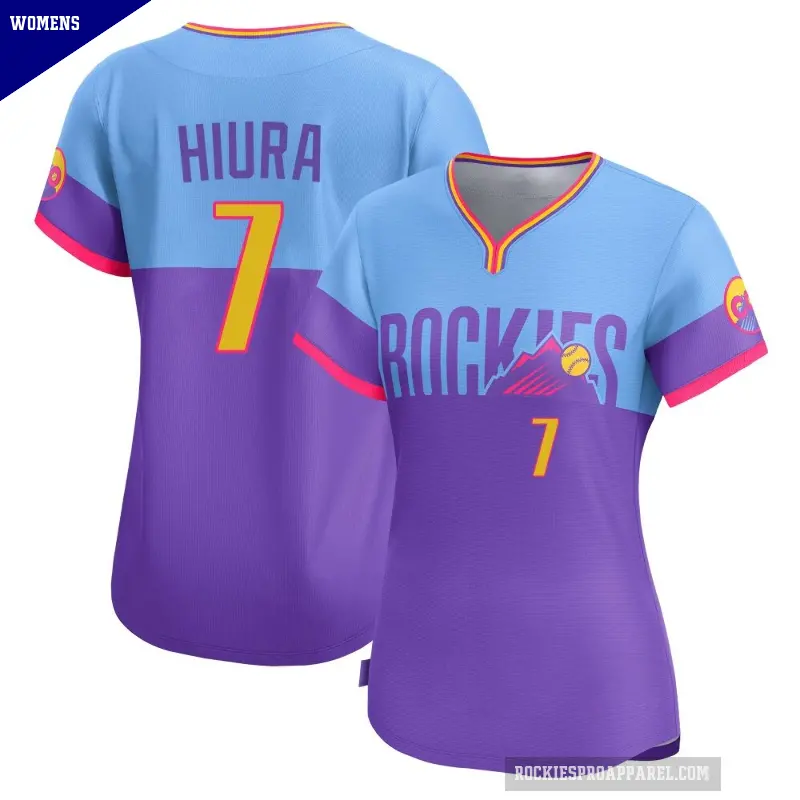 Women's No.7 Keston Hiura Colorado Rockies Purple/Light Limited Blue 2025 City Connect Jersey