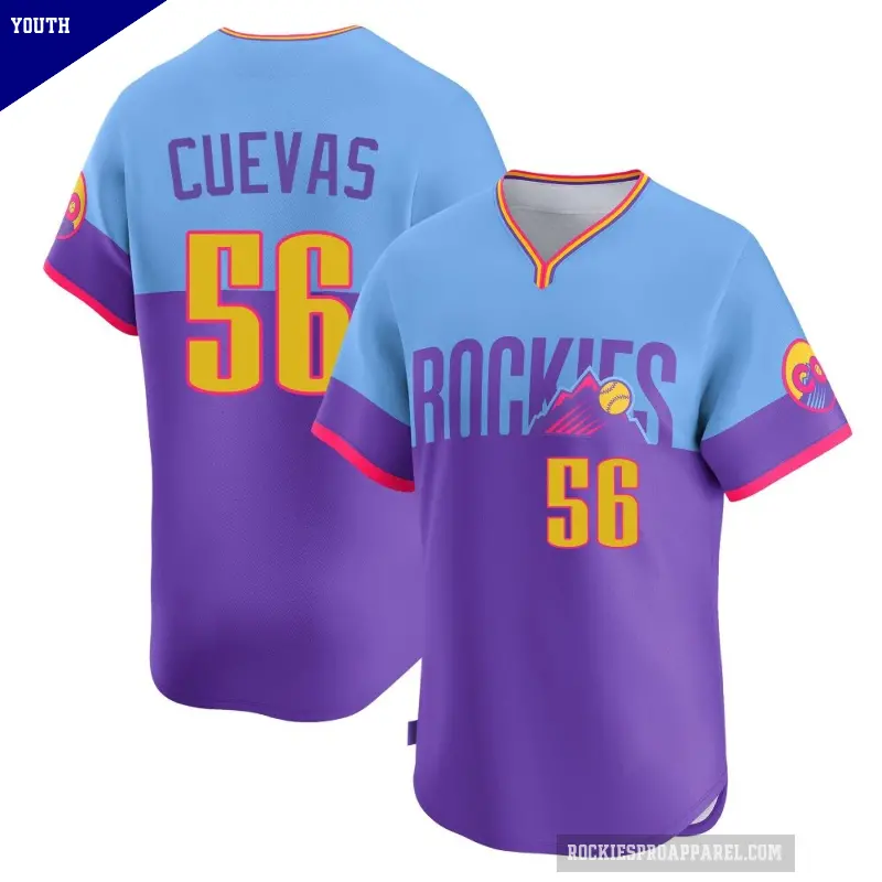 Youth No.56 Noel Cuevas Colorado Rockies Purple/Light Limited Blue 2025 City Connect Jersey