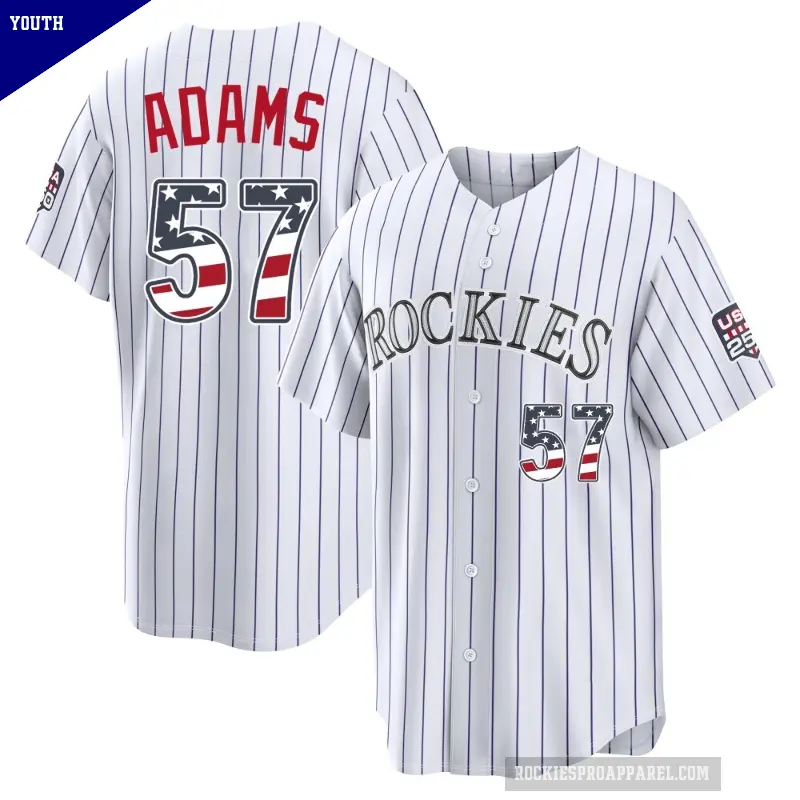 Youth No.57 Blake Adams Colorado Rockies White Limited USA 250 Fourth Of July Home Stadium Jersey