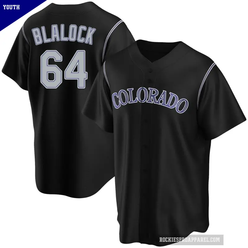 Youth No.64 Bradley Blalock Colorado Rockies Black Replica Alternate Jersey
