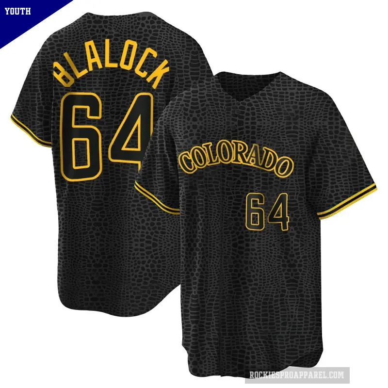 Youth No.64 Bradley Blalock Colorado Rockies Black Replica Snake Skin City Jersey