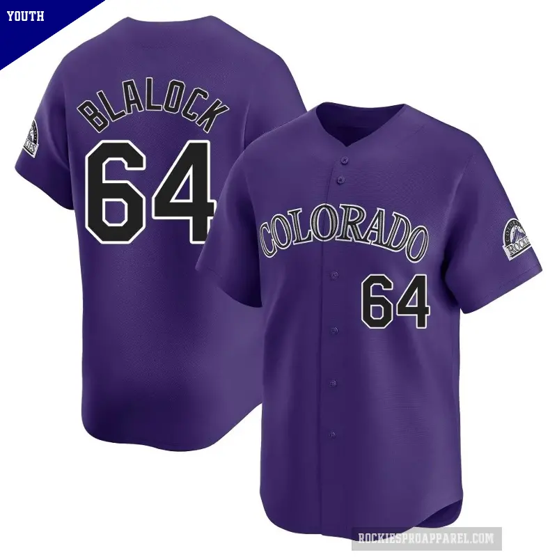 Youth No.64 Bradley Blalock Colorado Rockies Purple Limited Alternate Jersey