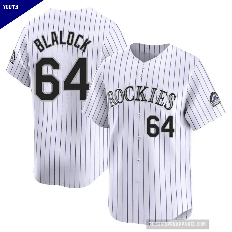 Youth No.64 Bradley Blalock Colorado Rockies White Limited Home Jersey