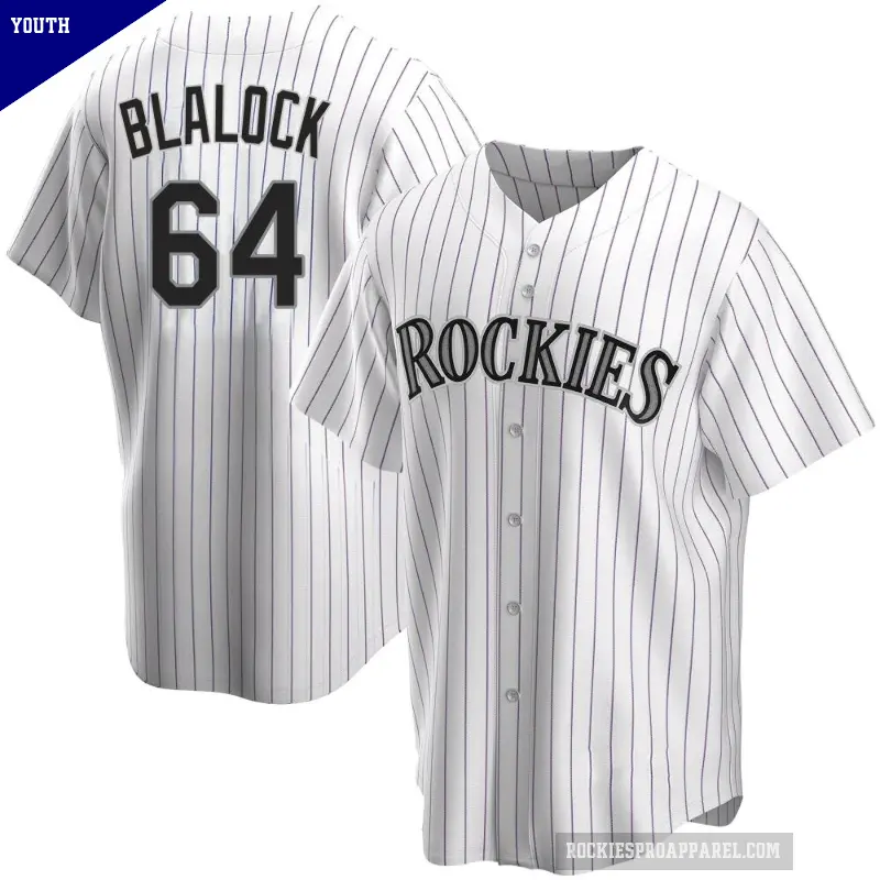Youth No.64 Bradley Blalock Colorado Rockies White Replica Home Jersey